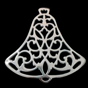 9-3/4" Christmas Silver Plated Bell Trivet Wall Hanging
